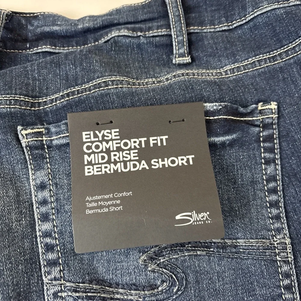 Silver Jeans Co Suki Bermuda Women's Blue Denim Shorts Size 18 New - Picture 14 of 14